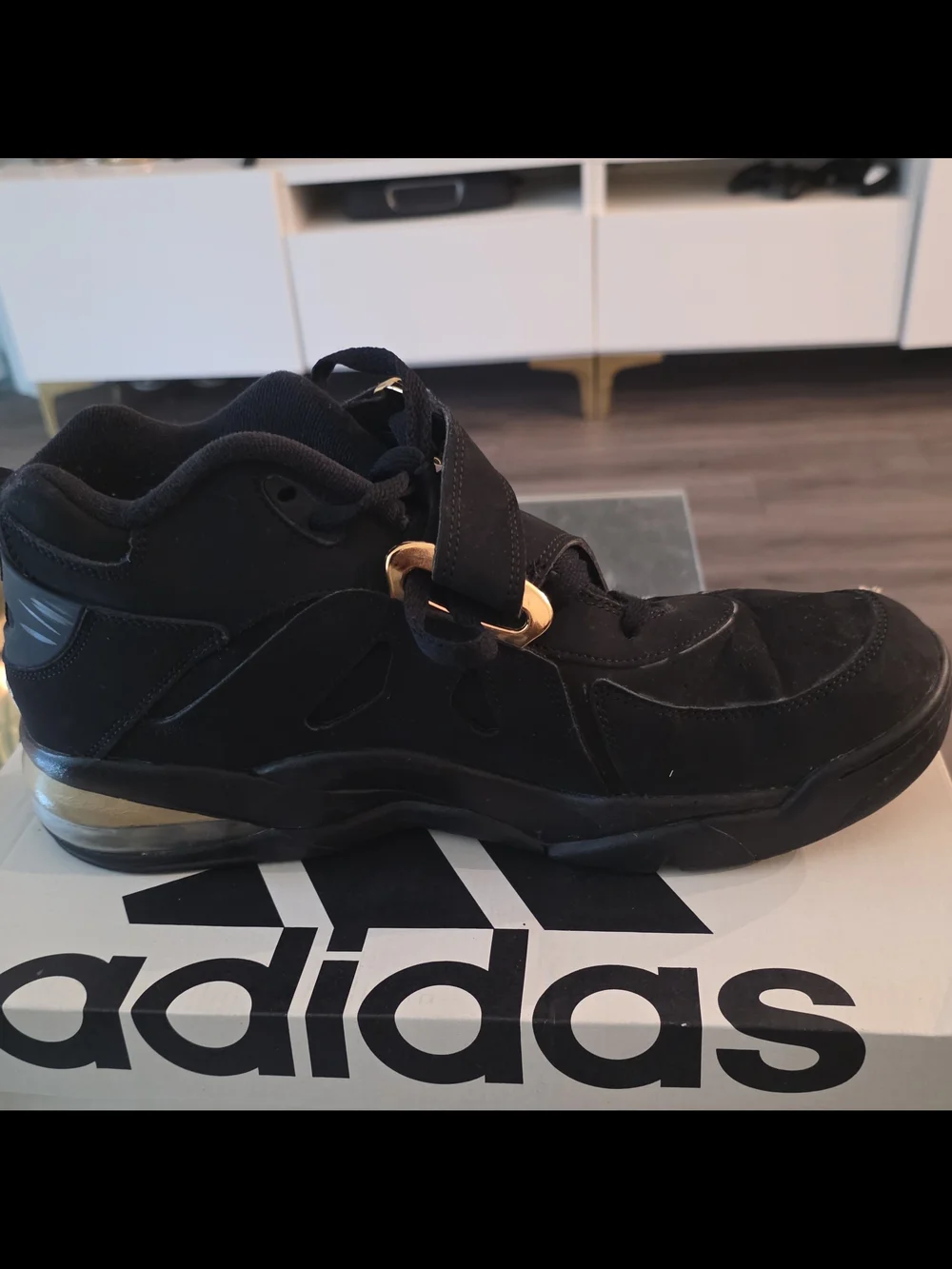 Nike Air Force Max Cb Mid-Top Sneaker Black/Gold Lace-Up Hook & Loop - Picture 7 of 11